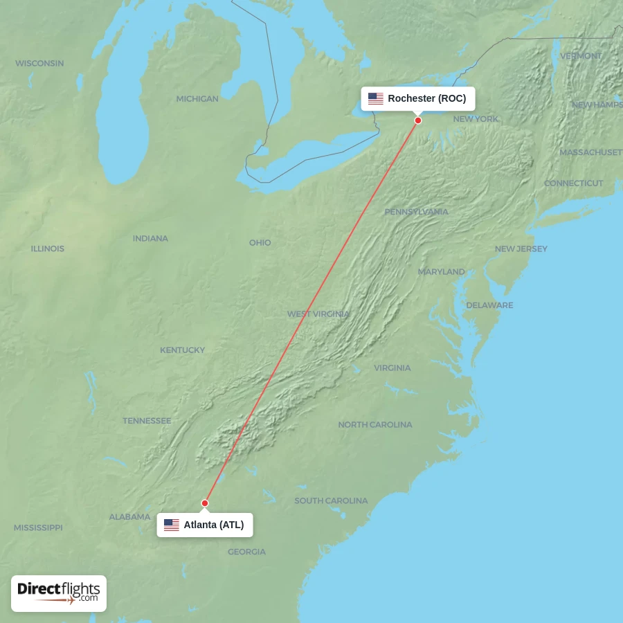 ROC - ATL route map