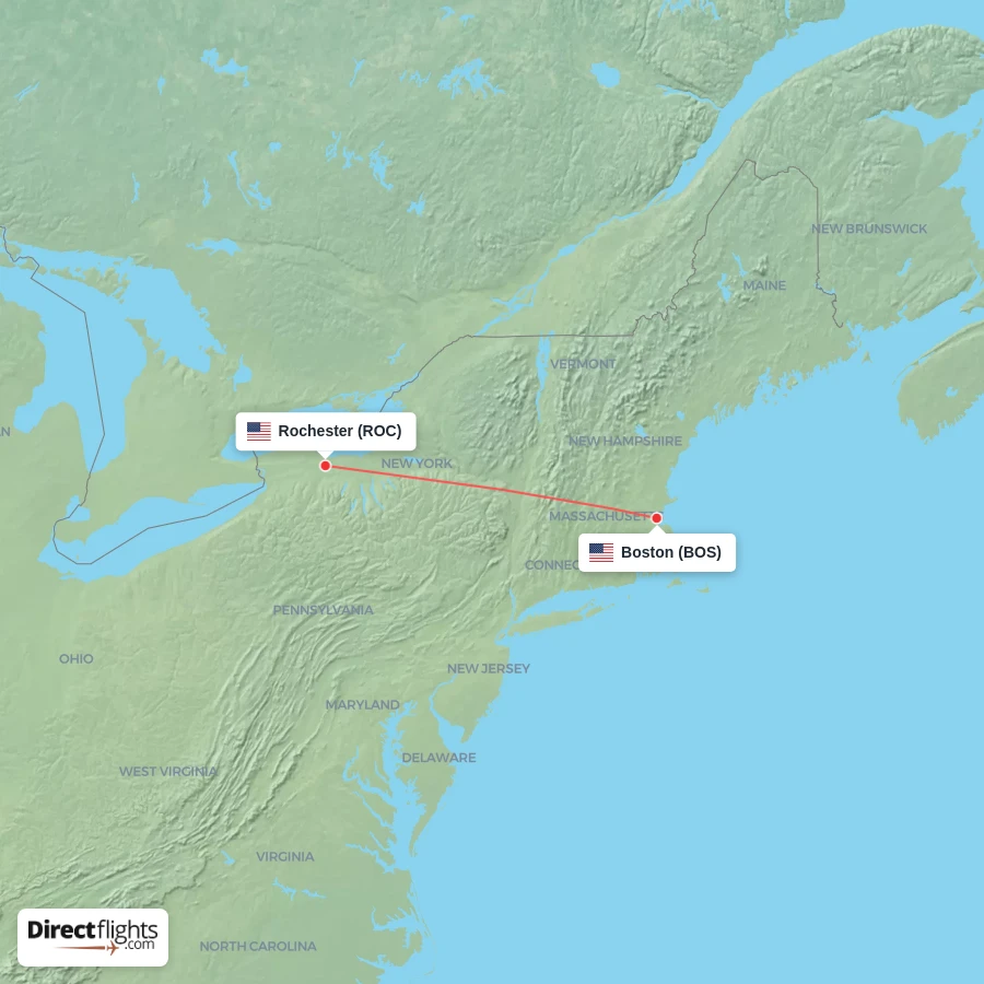 ROC - BOS route map