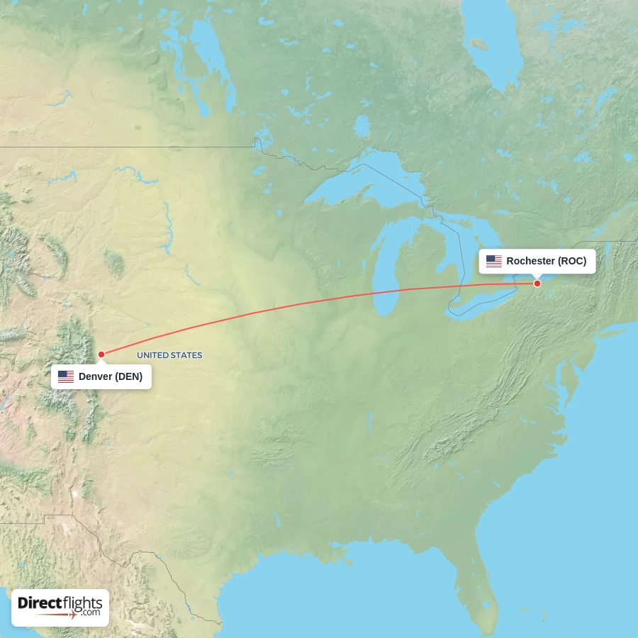 ROC - DEN route map