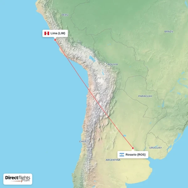 Rosario - Lima direct flight map