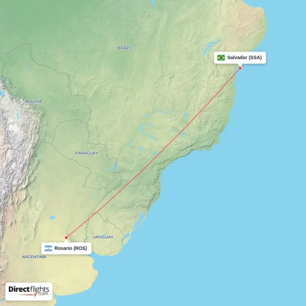 Rosario - Salvador direct flight map