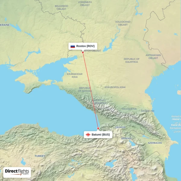 Rostov - Batumi direct flight map