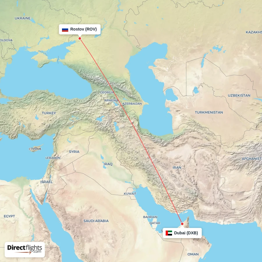 ROV - DXB route map