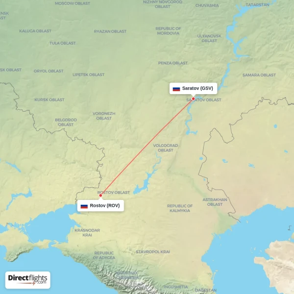 Rostov - Saratov direct flight map