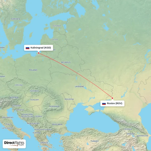 Rostov - Kaliningrad direct flight map