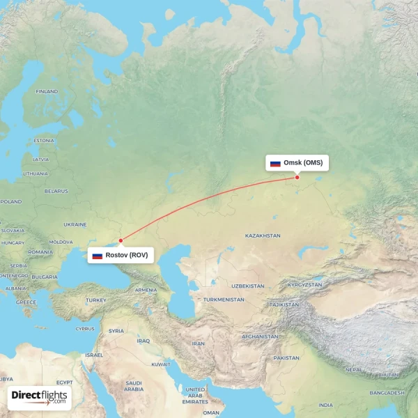 Rostov - Omsk direct flight map