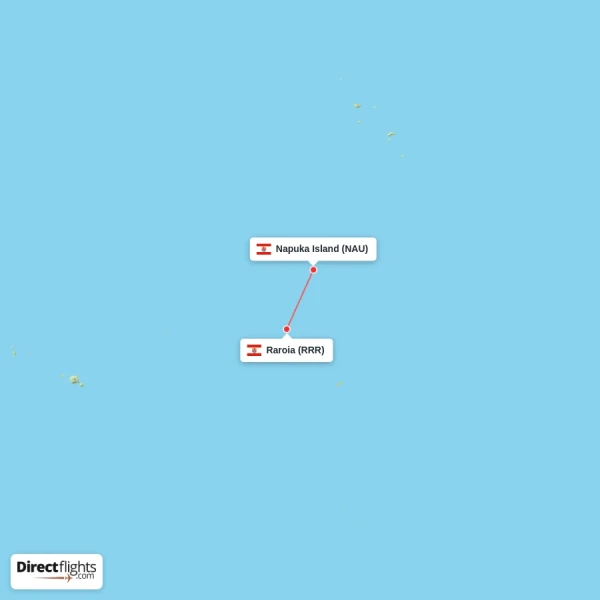 Raroia - Napuka Island direct flight map