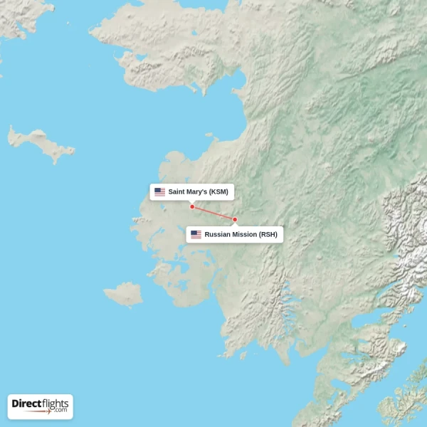 Russian Mission - Saint Mary's direct flight map