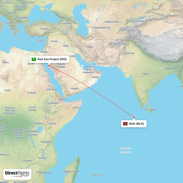 Red Sea Project - Male direct flight map