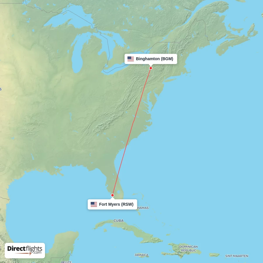 RSW - BGM route map