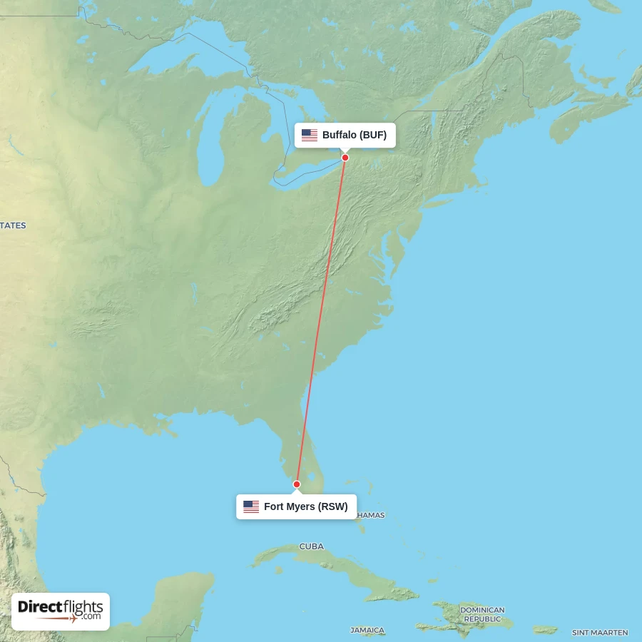 RSW - BUF route map