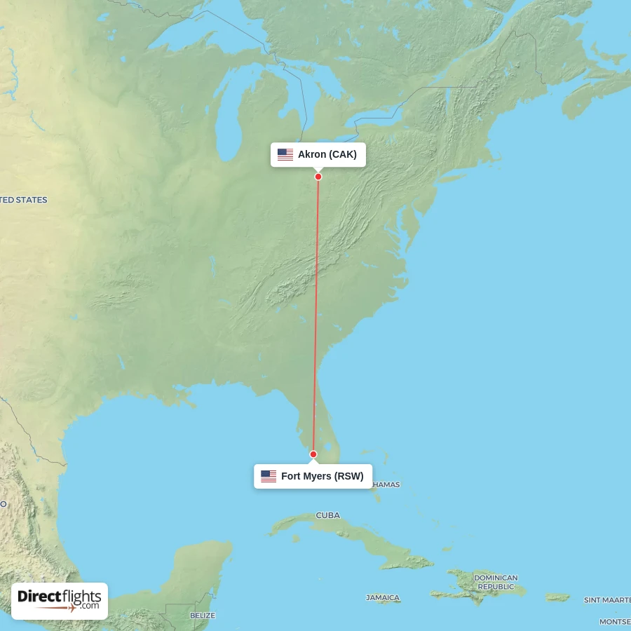 RSW - CAK route map
