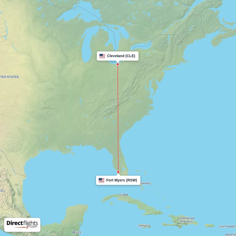 RSW - CLE route map