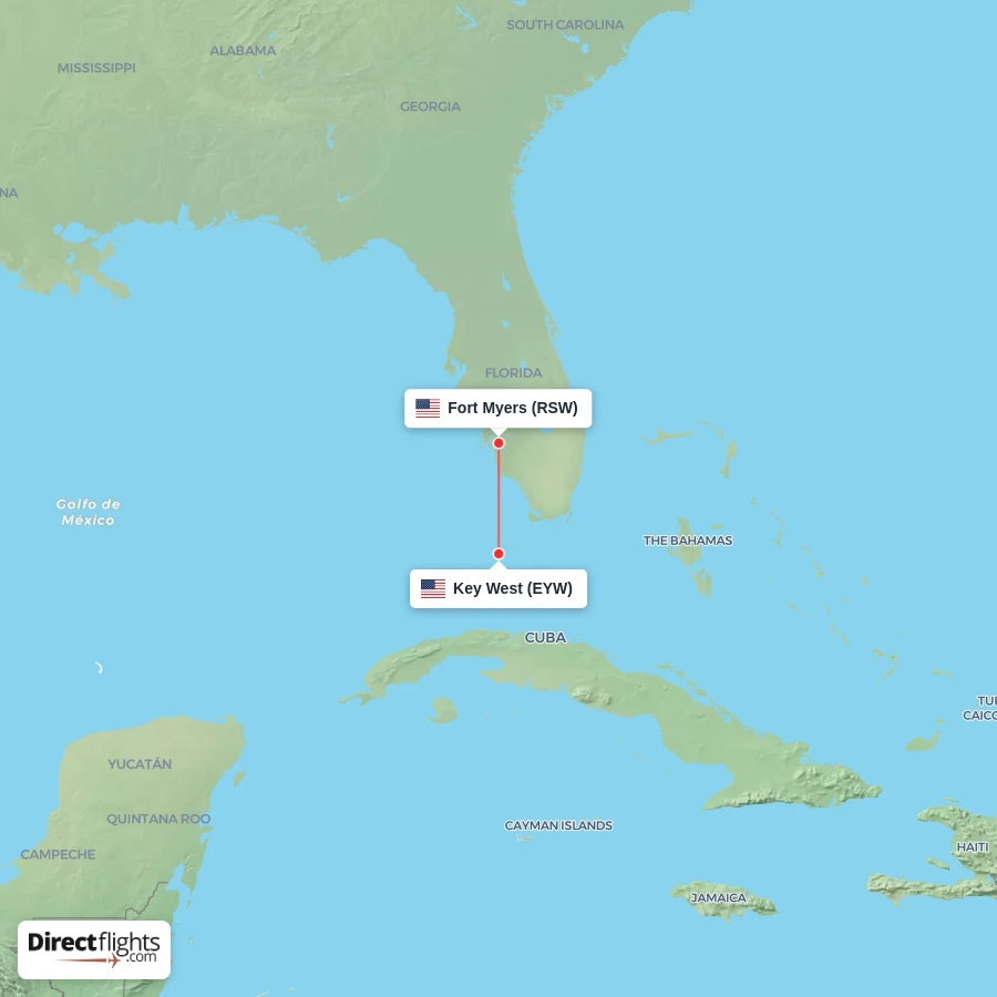 RSW - EYW route map
