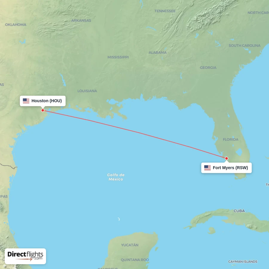 RSW - HOU route map