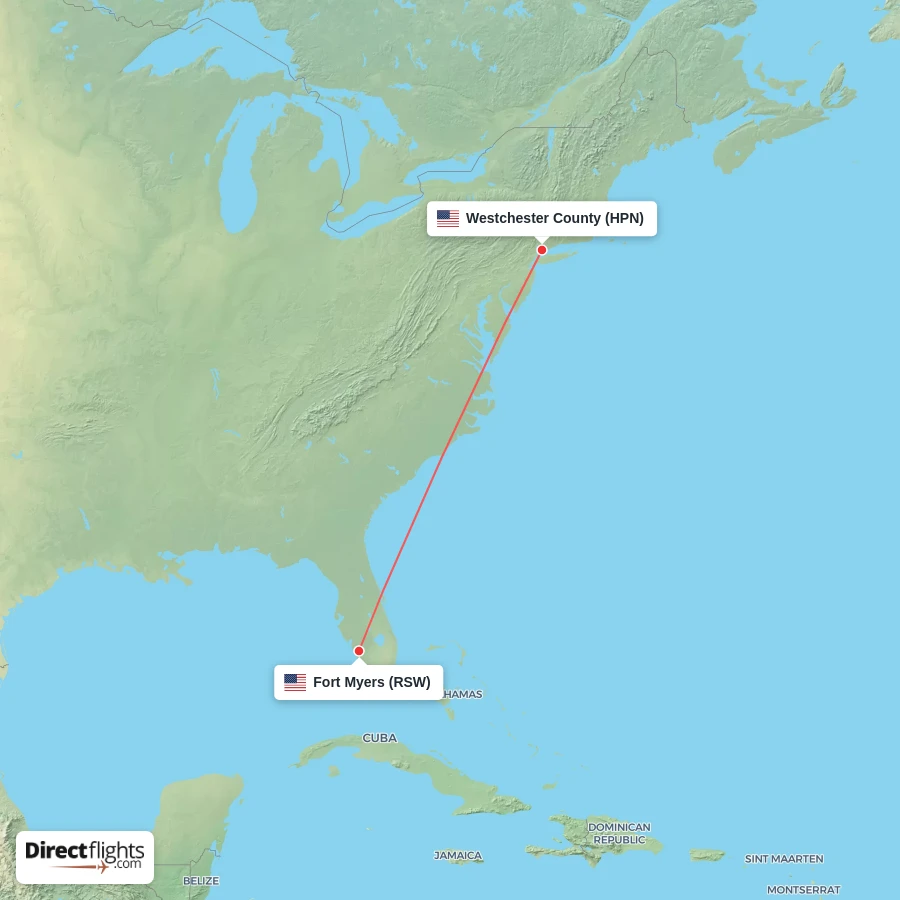 RSW - HPN route map