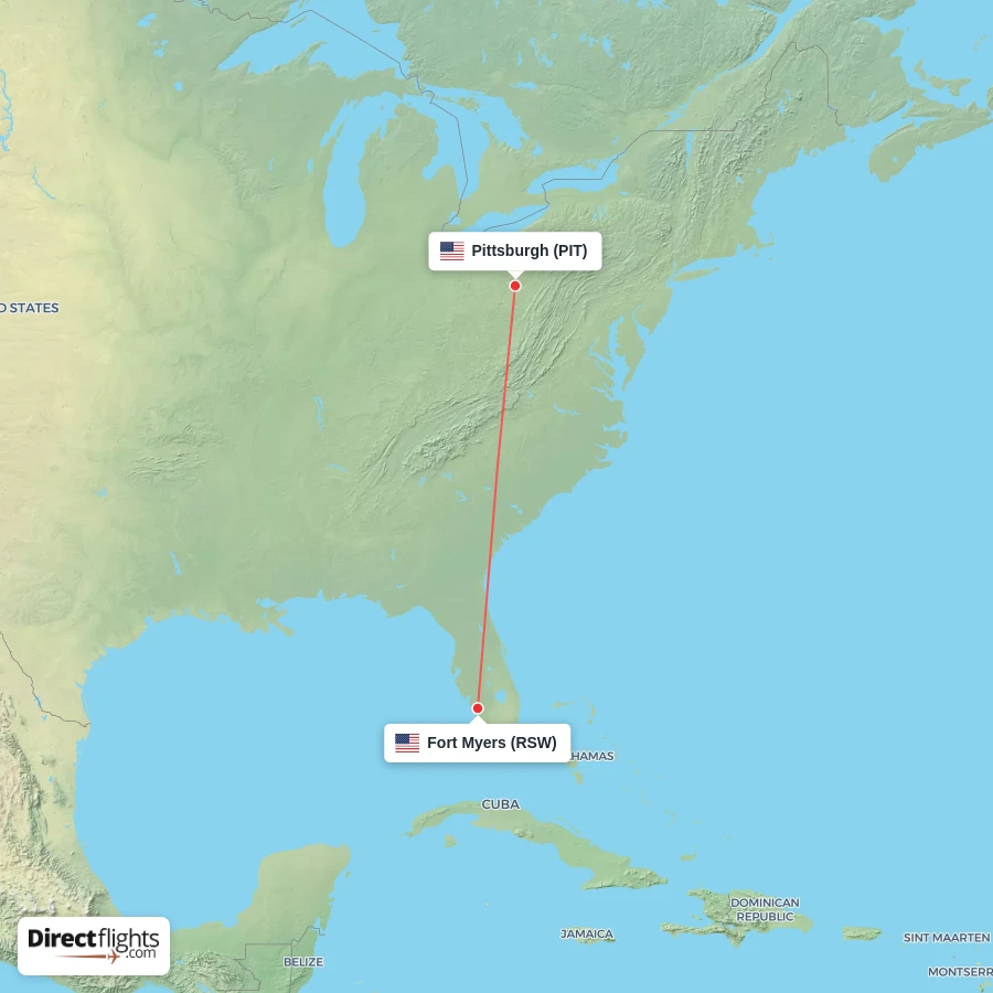 RSW - PIT route map
