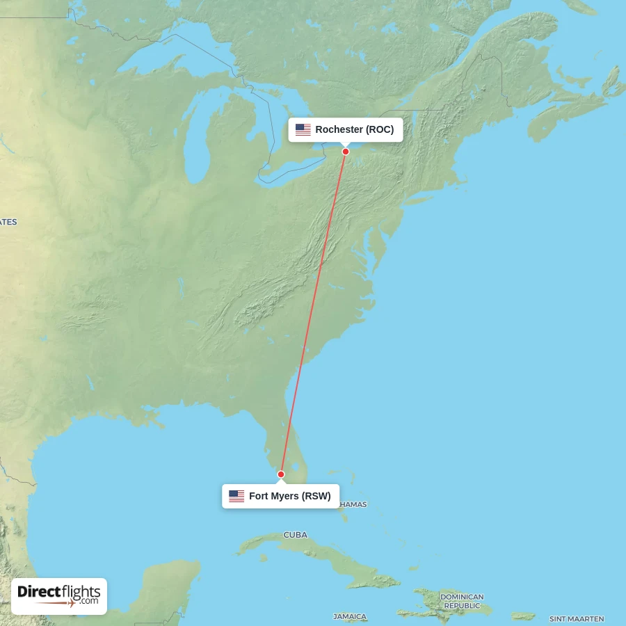 RSW - ROC route map