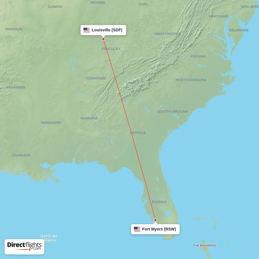 RSW - SDF route map