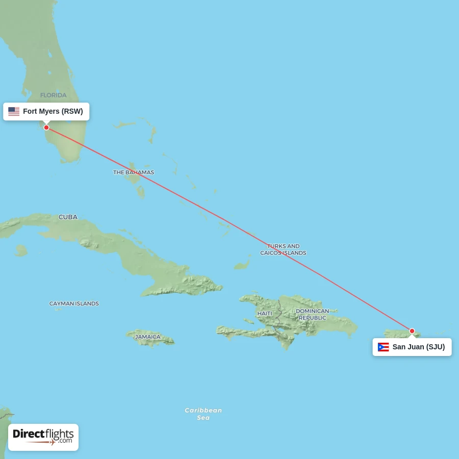 RSW - SJU route map