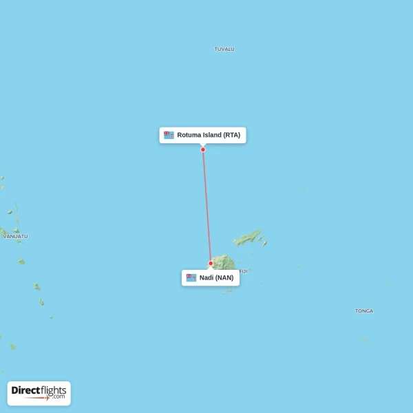 Rotuma Island - Nadi direct flight map