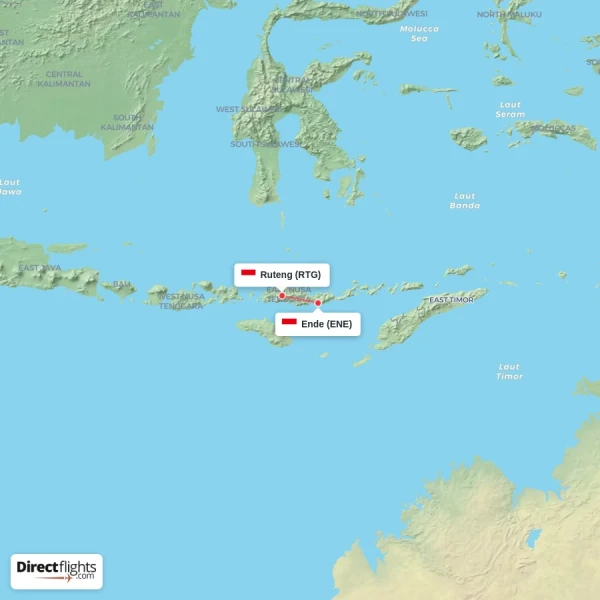 Ruteng - Ende direct flight map
