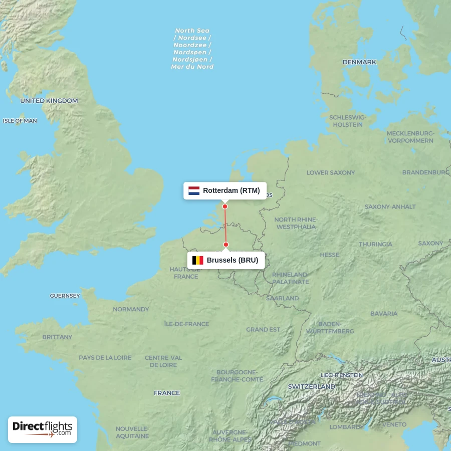 RTM - BRU route map