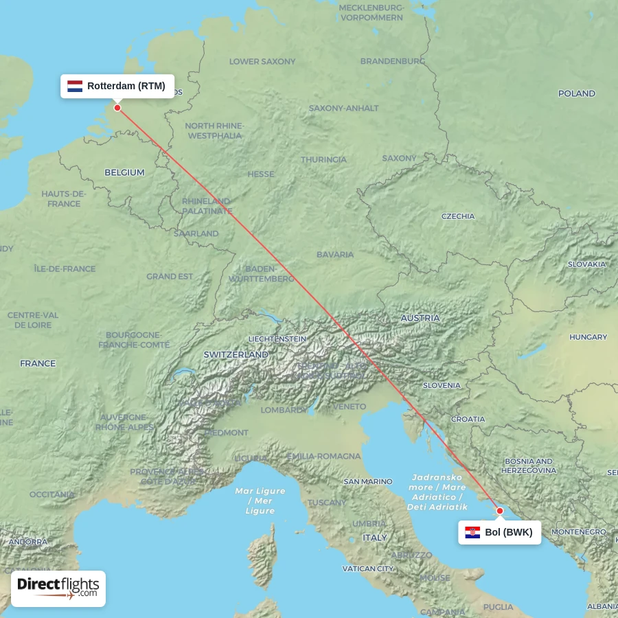 RTM - BWK route map