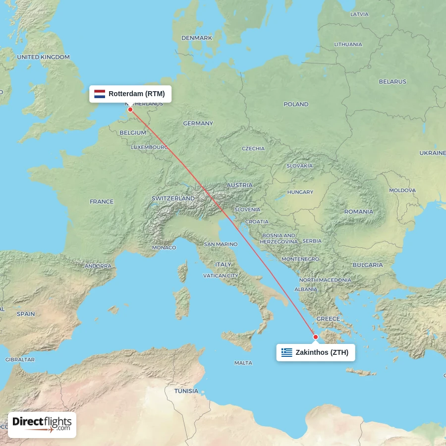 RTM - ZTH route map