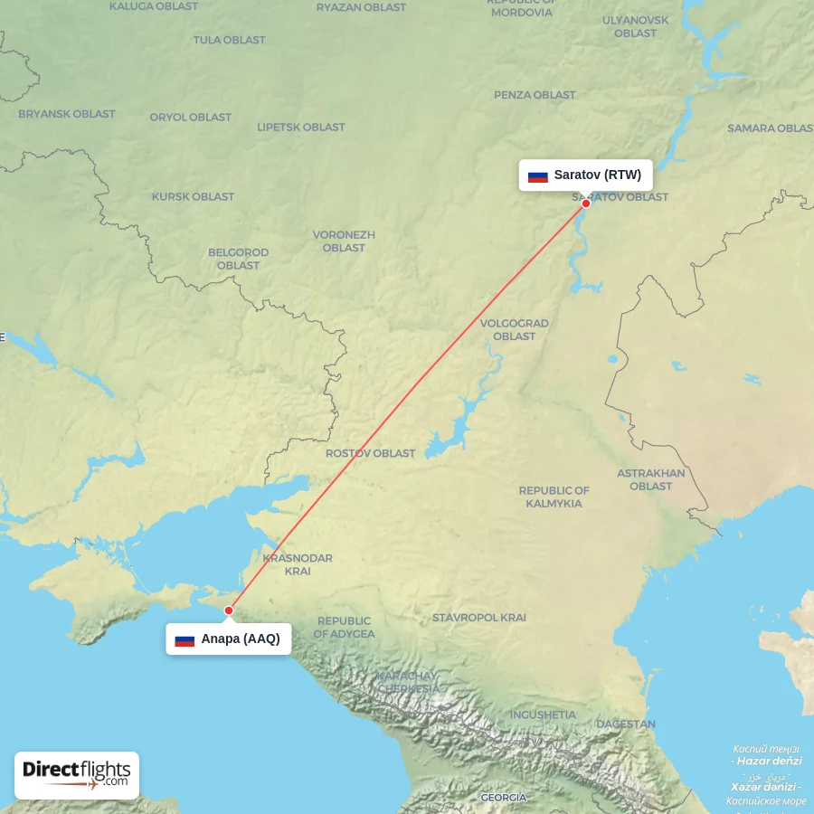 RTW - AAQ route map