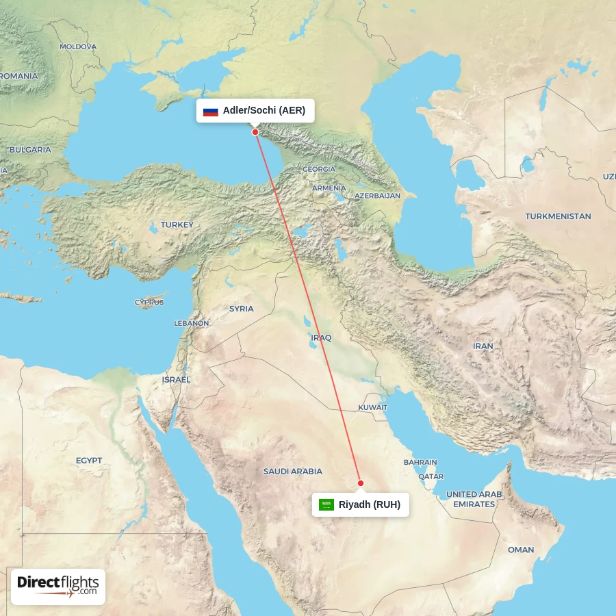 RUH - AER route map