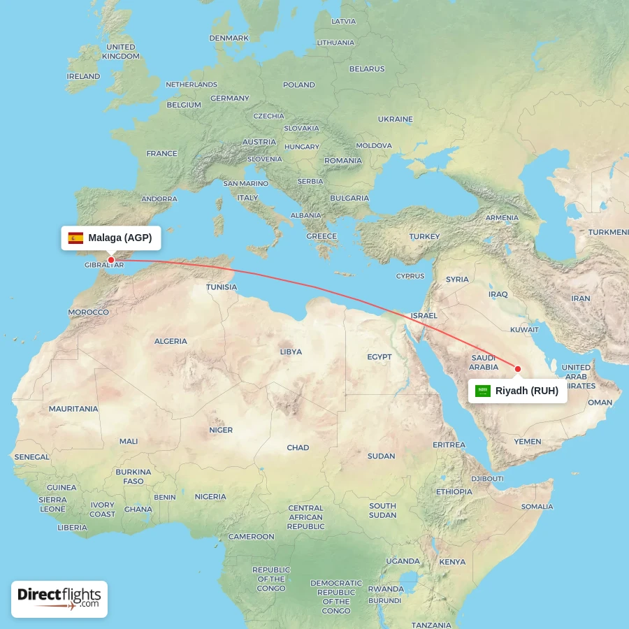 RUH - AGP route map