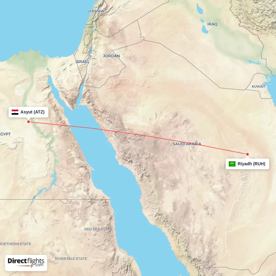 RUH - ATZ route map