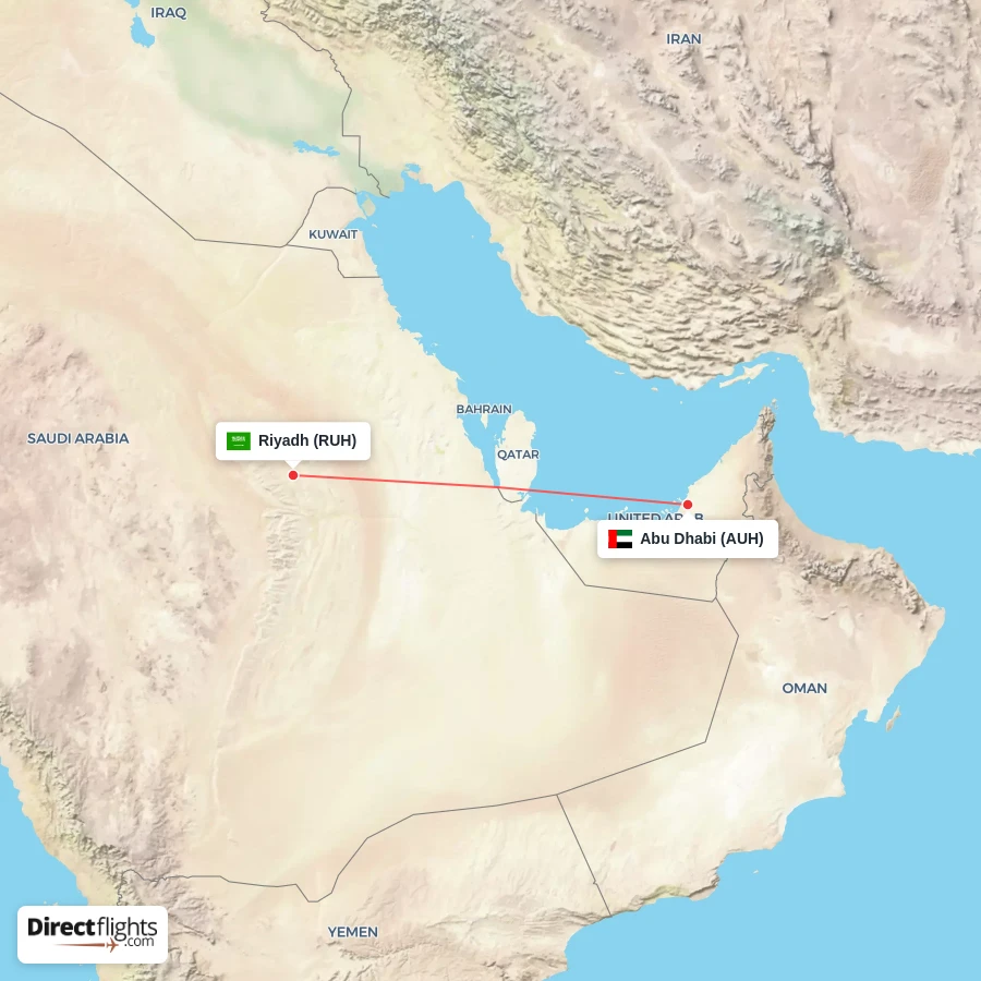 RUH - AUH route map