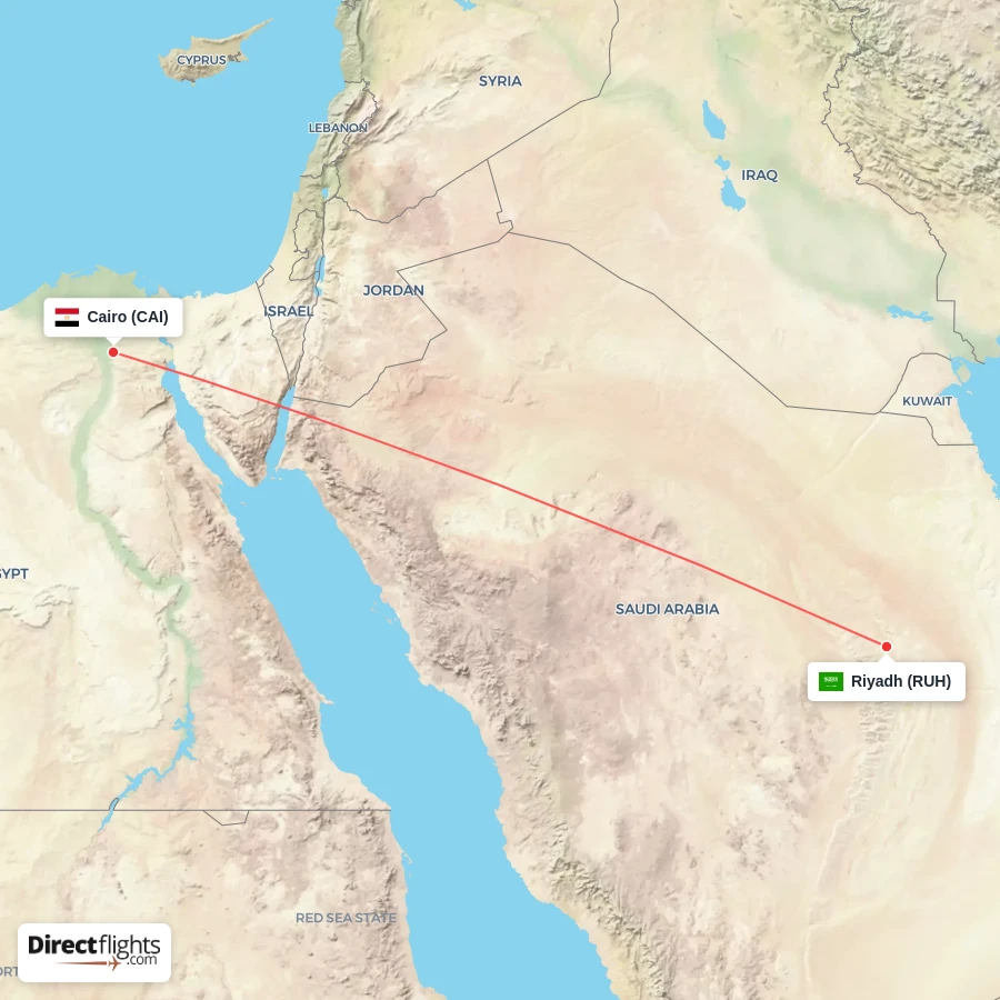 RUH - CAI route map