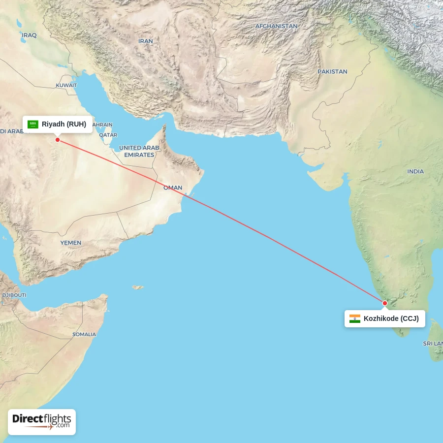 RUH - CCJ route map