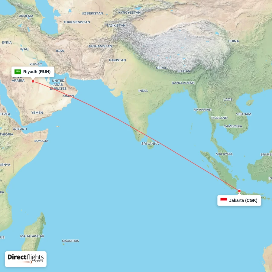RUH - CGK route map