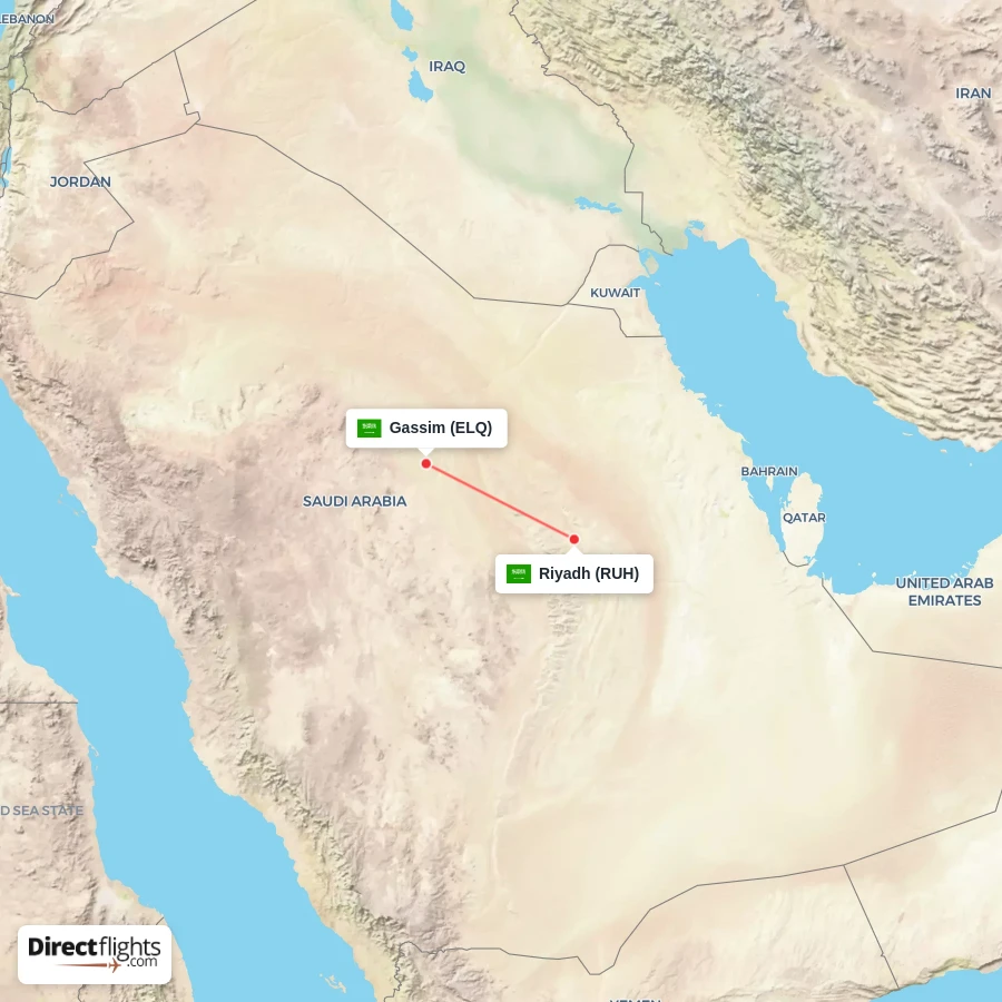 RUH - ELQ route map