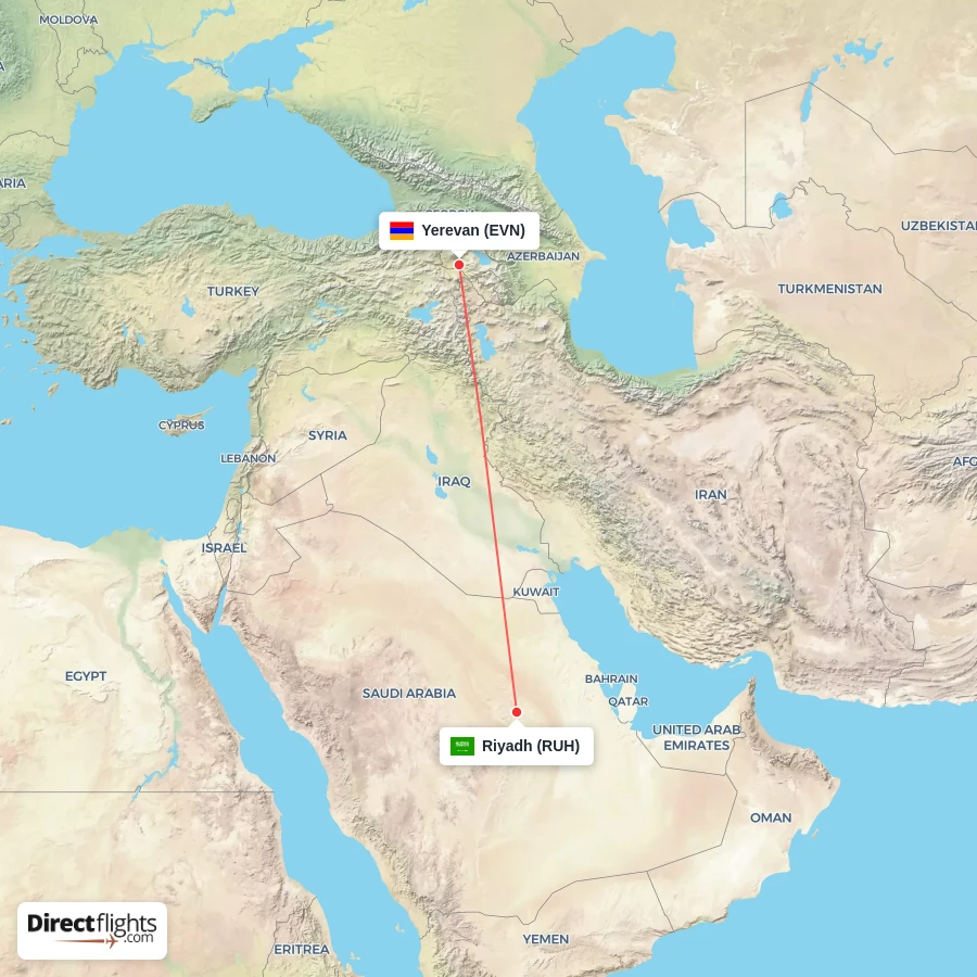 RUH - EVN route map
