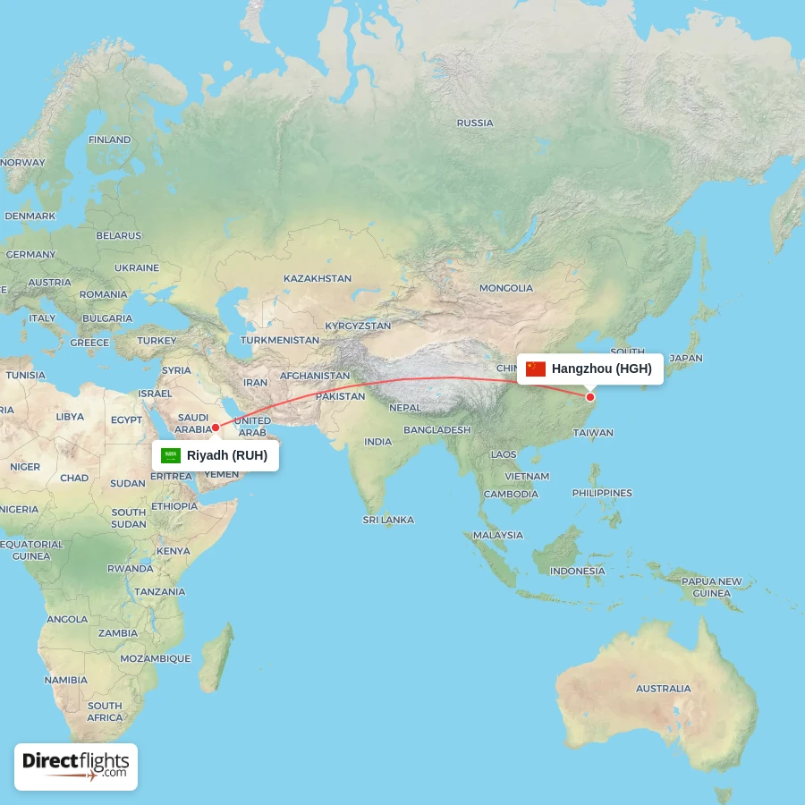 RUH - HGH route map