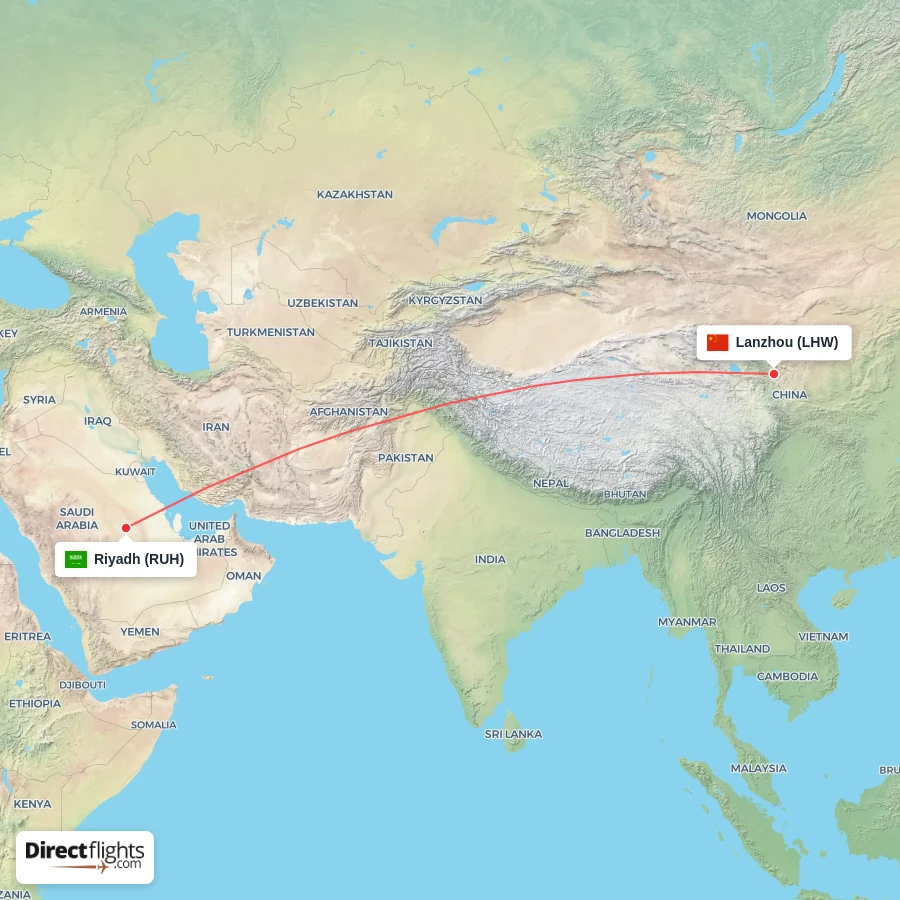 RUH - LHW route map
