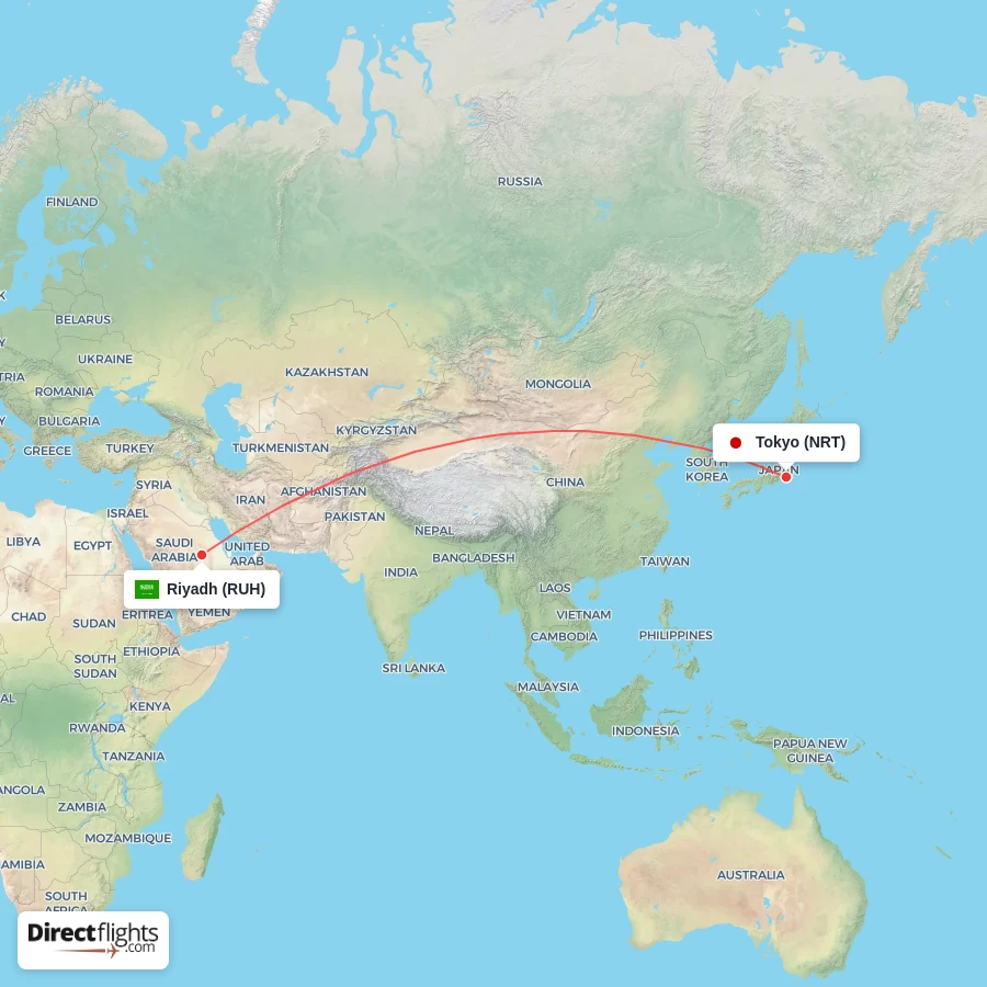 RUH - NRT route map