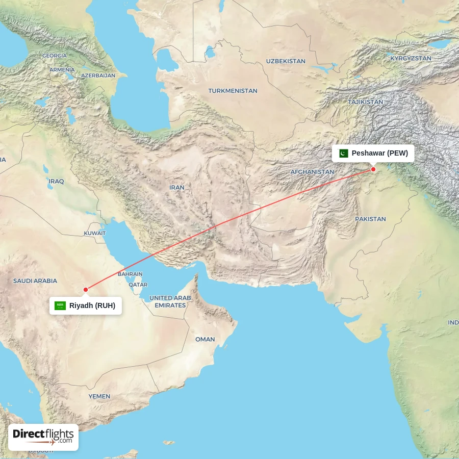 RUH - PEW route map