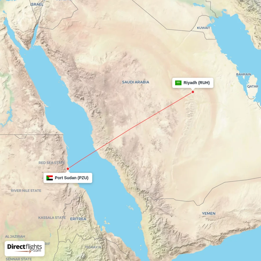 RUH - PZU route map