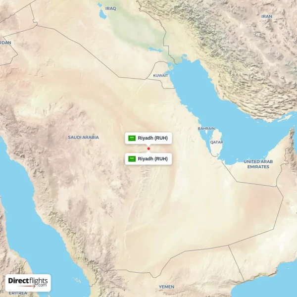Riyadh - Riyadh direct flight map