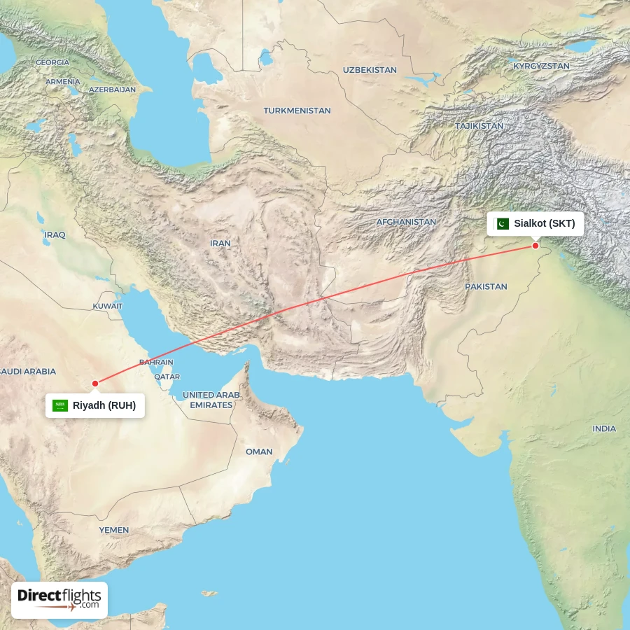RUH - SKT route map
