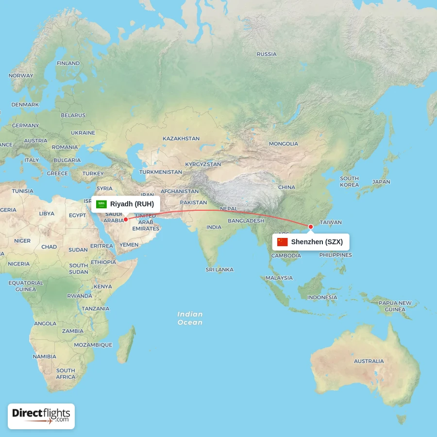 RUH - SZX route map
