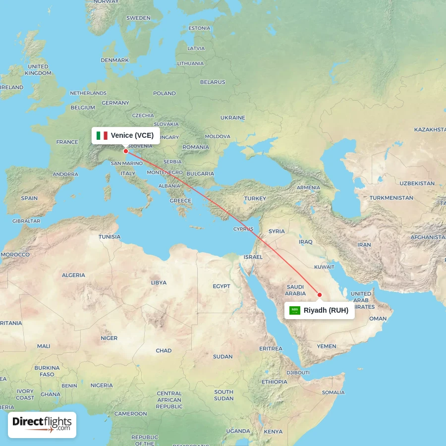 RUH - VCE route map