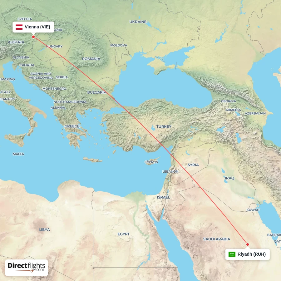RUH - VIE route map