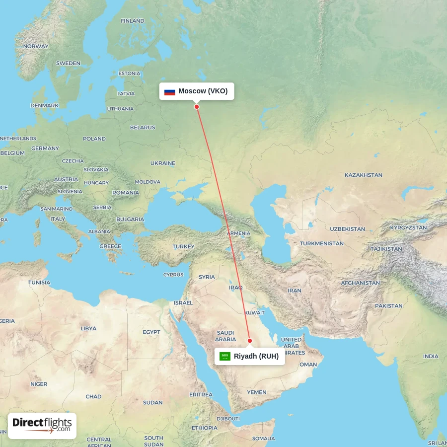 RUH - VKO route map